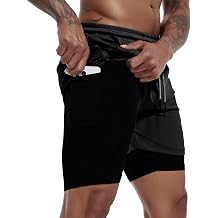 GYMELITE Mens 2 in 1 Workout Running Shorts 7" Gym Yoga Active Sports Shorts Lightweight Training with Phone Pockets
