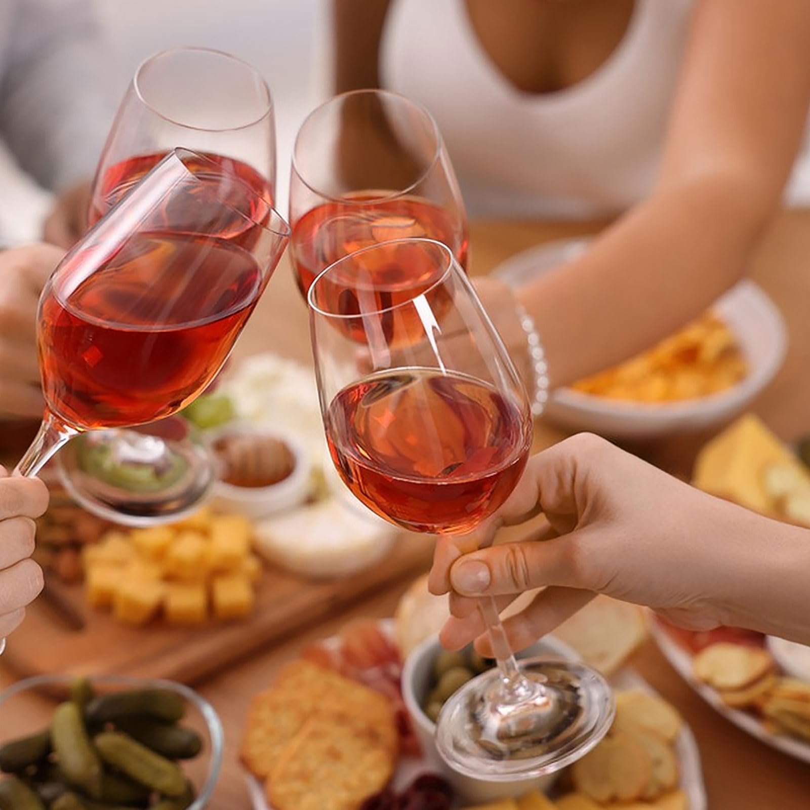 Set di 6 grandi bicchieri da vino in plastica, 550 ml, infrangibili, riutilizzabili, in plastica trasparente, bicchieri da vino rosso a stelo lungo per picnic