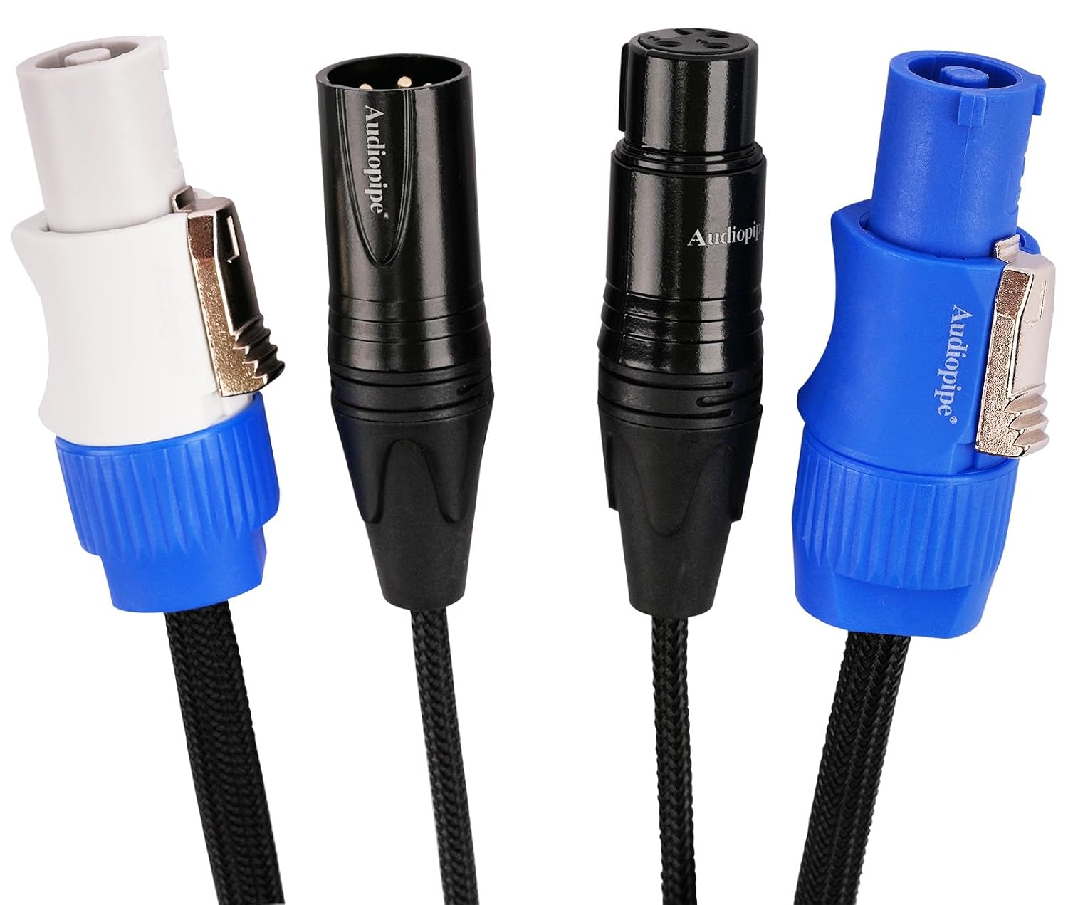 Audiopipe 12Ft PowerCon and DMX Extension Cable (EX-PWC-DMX-12),15AWG, PowerCon-Compatible Power and DMX 3-Pin Combo Link Cable for Stage Lighting, Concerts, Events