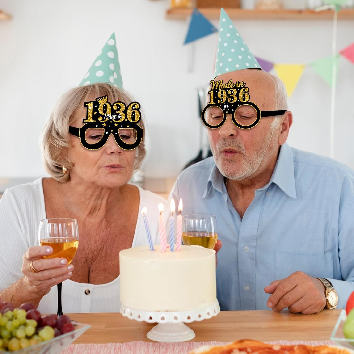 24Pcs 1936 90th Birthday Paper Glasses Decorations for Men Women - Black Gold Happy 90th Birthday Paper Eyeglasses Photo Props, Vintage 1936 Ninety Years Old Birthday Party Supplies - Image 5