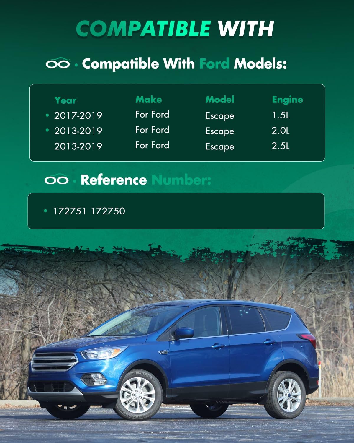 SCITOO Front Shock Absorber Assembly Fit for 2013-2019 for Ford for Escape, Complete Shock and Strut Assembly Kit Fit for 172751 172750 2PCS