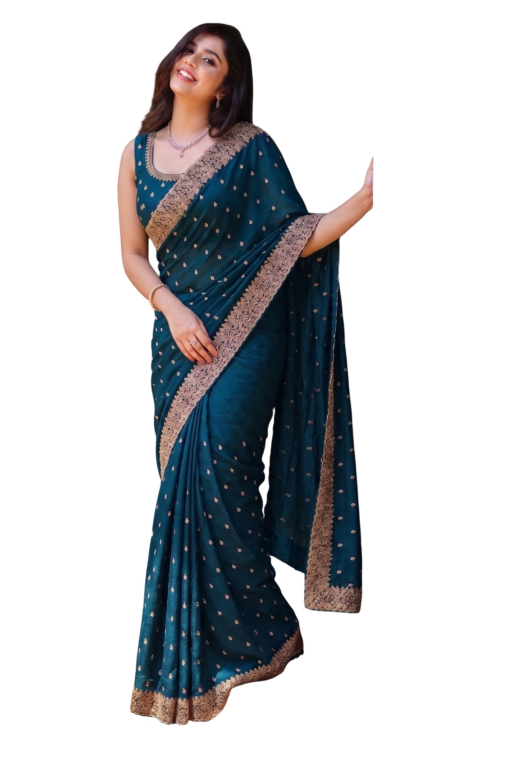Women's Silk Kashmiri Minakari Jacquard Saree With Unstitched Blouse Piece-image-6