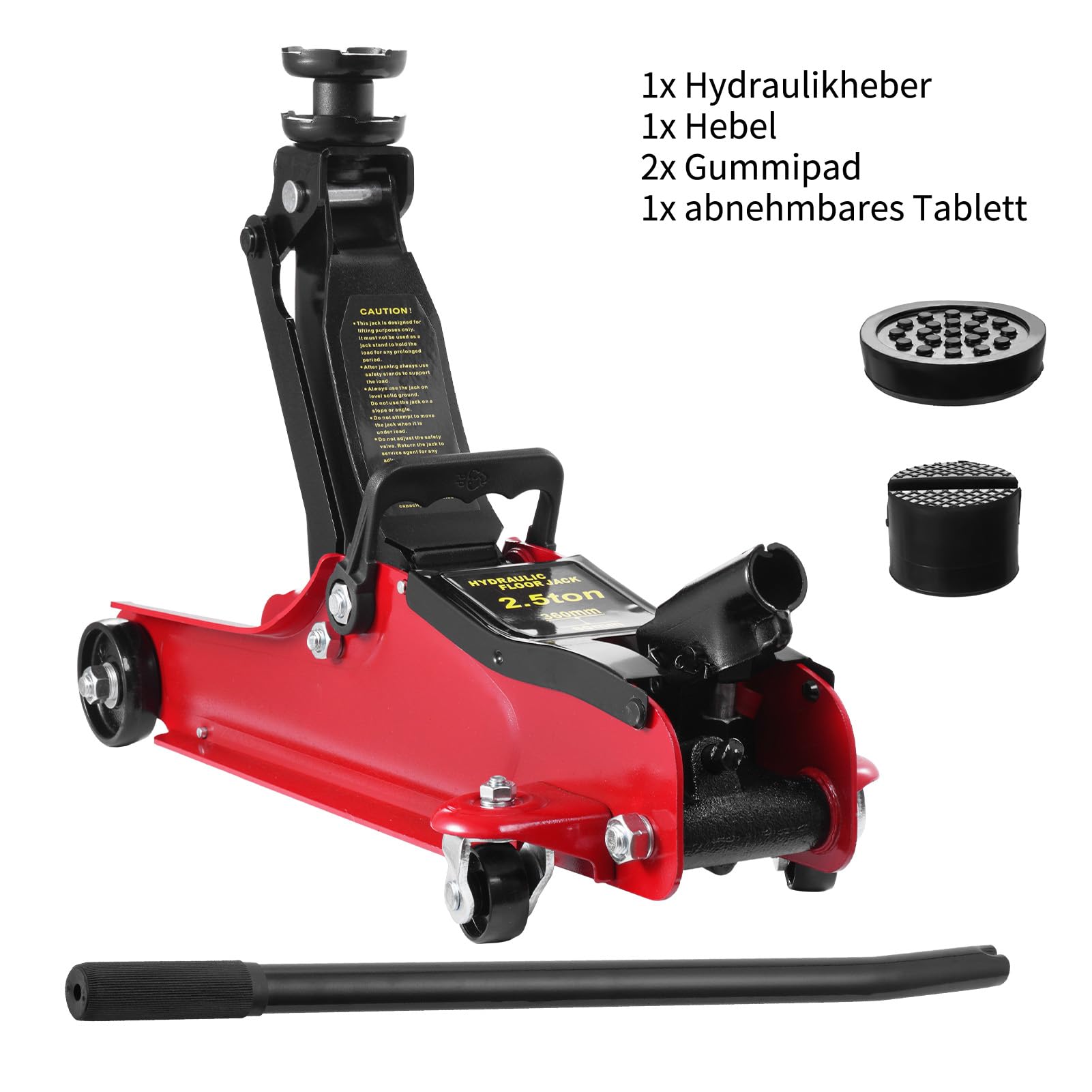2.5T Hydraulischer Rangierwagenheber| Unterfahrhöhe 85-365 mm | Gummiauflage | Reifenwechsel, Ölwechsel | für Haus und Werkstatt | Heber Ständer KFZ Auto PKW