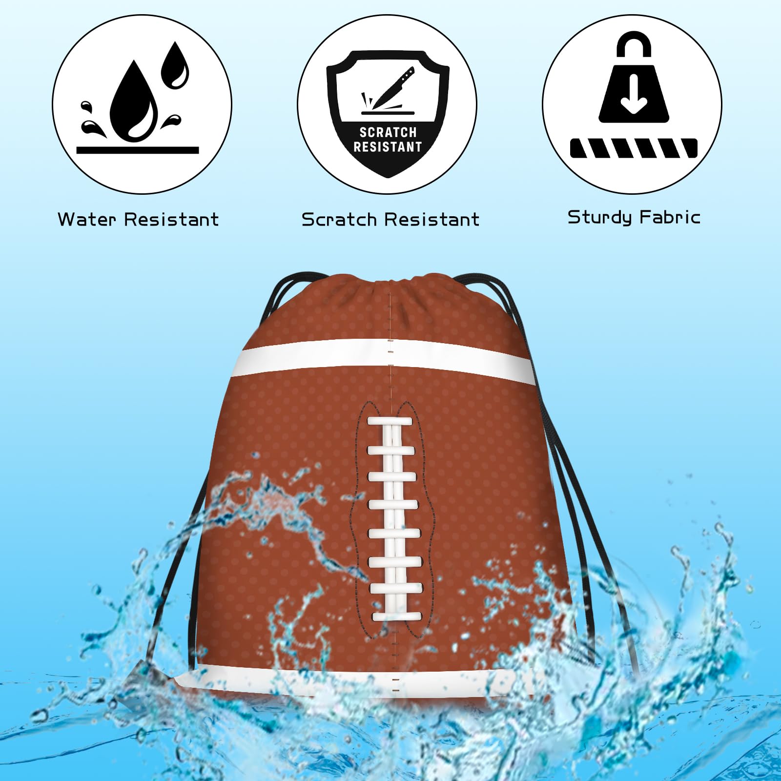 16 Pack Superbowl Party Decorations Football Drawstring Gift Bags Football Party Decorations for Kids Football Snack Goodie Treat Bag for Football Themed Birthday Sports Party Gift,9.8 x 11.8 Inches