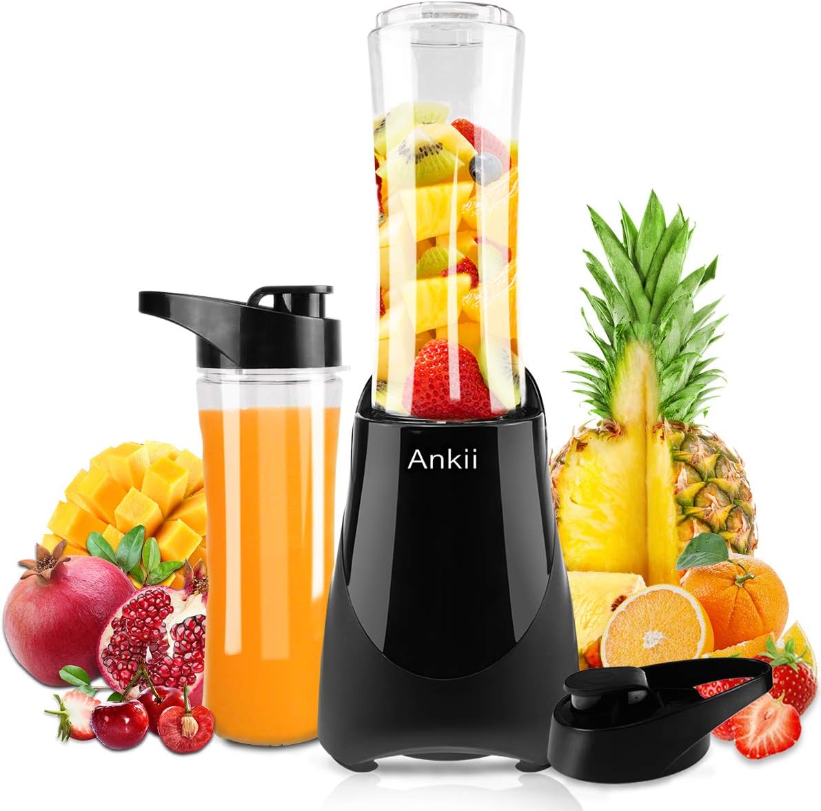 Professional Personal Size Blender with 300-Watt Base, Vitamin and Nutrient Extraction, Detachable Blade Assembly, Total Crushing Technology for Smoothies, Shakes, Vegetable and Frozen Fruit, 2 Tritan Bottle with 20 oz, Black