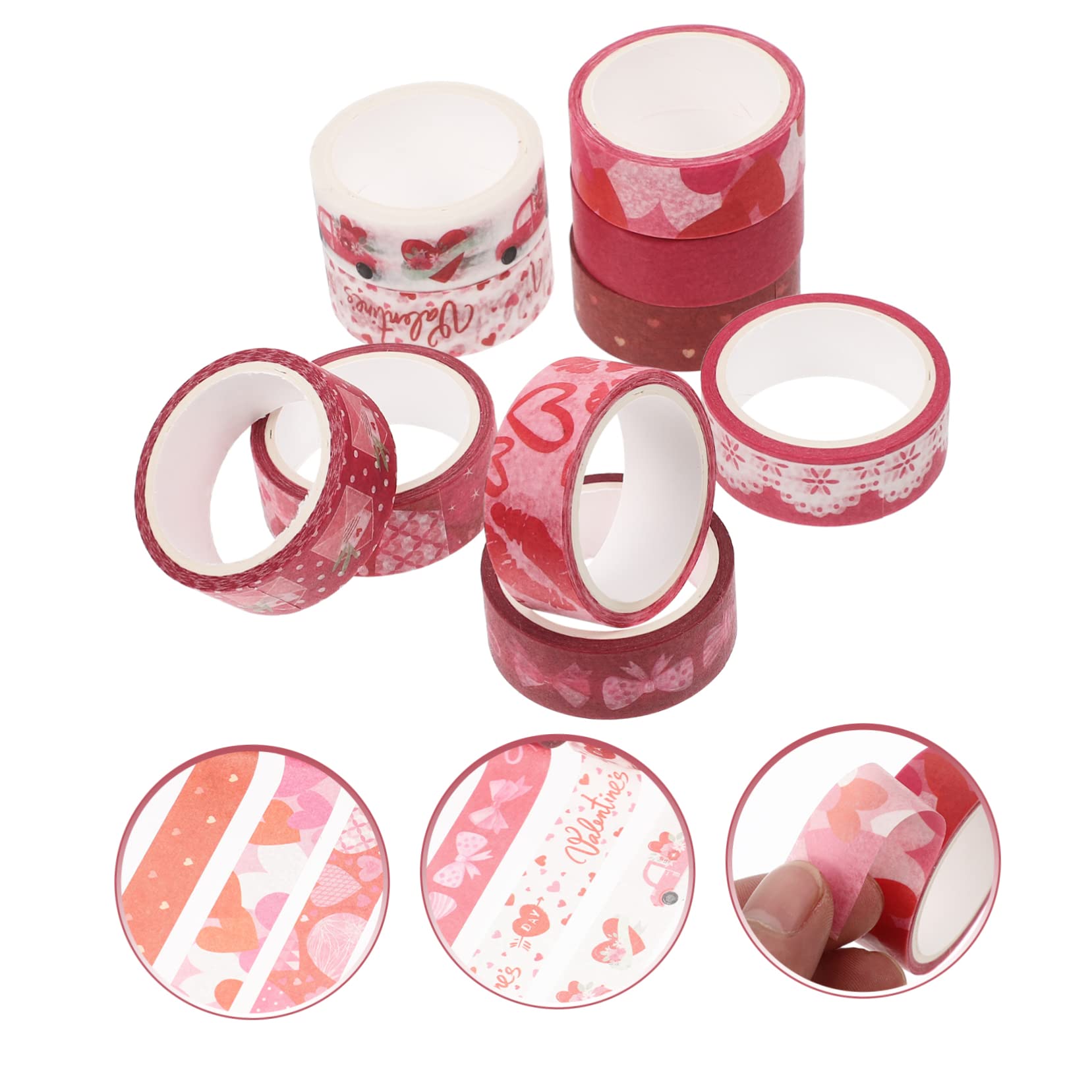 STOBOK 30rollen Teiliges Washi Tape Für Valentinstag Dekorative Klebebänder Für Scrapbooking Handwerk Planer Hochwertige Selbstklebende Masking Tapes Mit Ästhetischen Mustern
