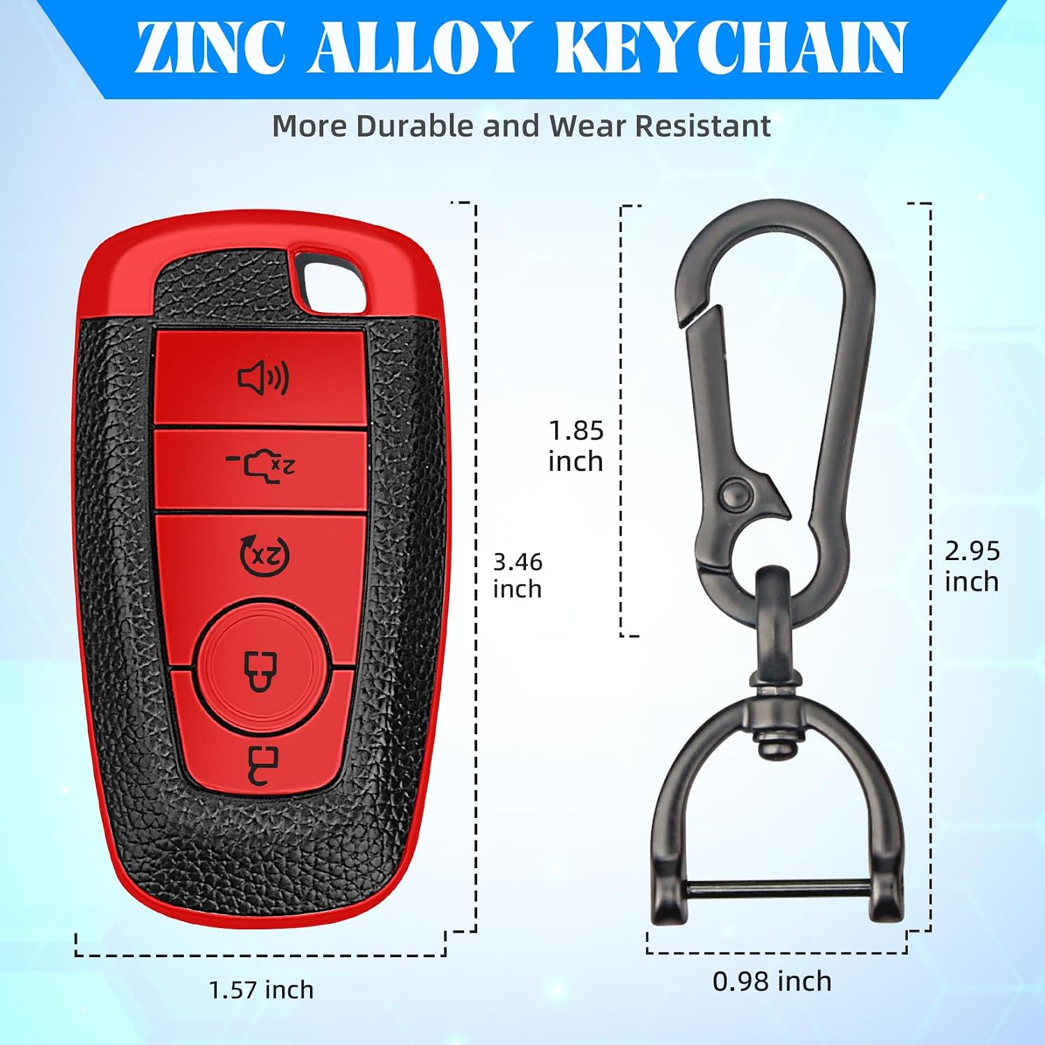 QBUC for Ford Key Fob Cover, Soft TPU Key Protection Case Compatible with Ford Explorer Escape Expedition Edge Fusion F150 F250 F350 F450 F550 Ranger Mustang (Red, 5 Button)