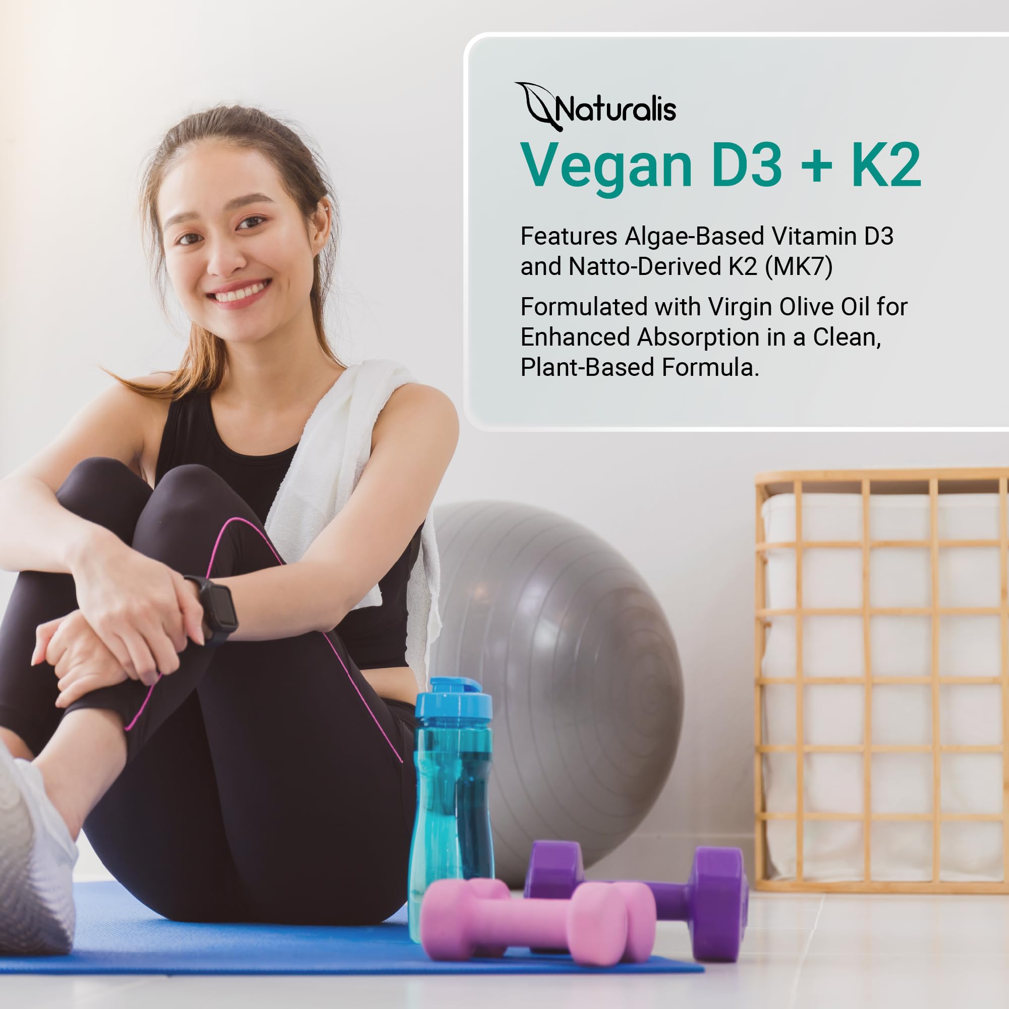 Naturalis Vegan Vitamin D3K2 180 Softgels | Better Bone & Immune Support* — Amazon image 7