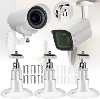 3 Piece Camera Wall Mounts 1/4 Outdoor Camera Mount, 360° Adjustable Security Camera Mount, Wall Mounts for Arlo Pro Security Camera, Arlo Ultra/Ultra 2 (White)