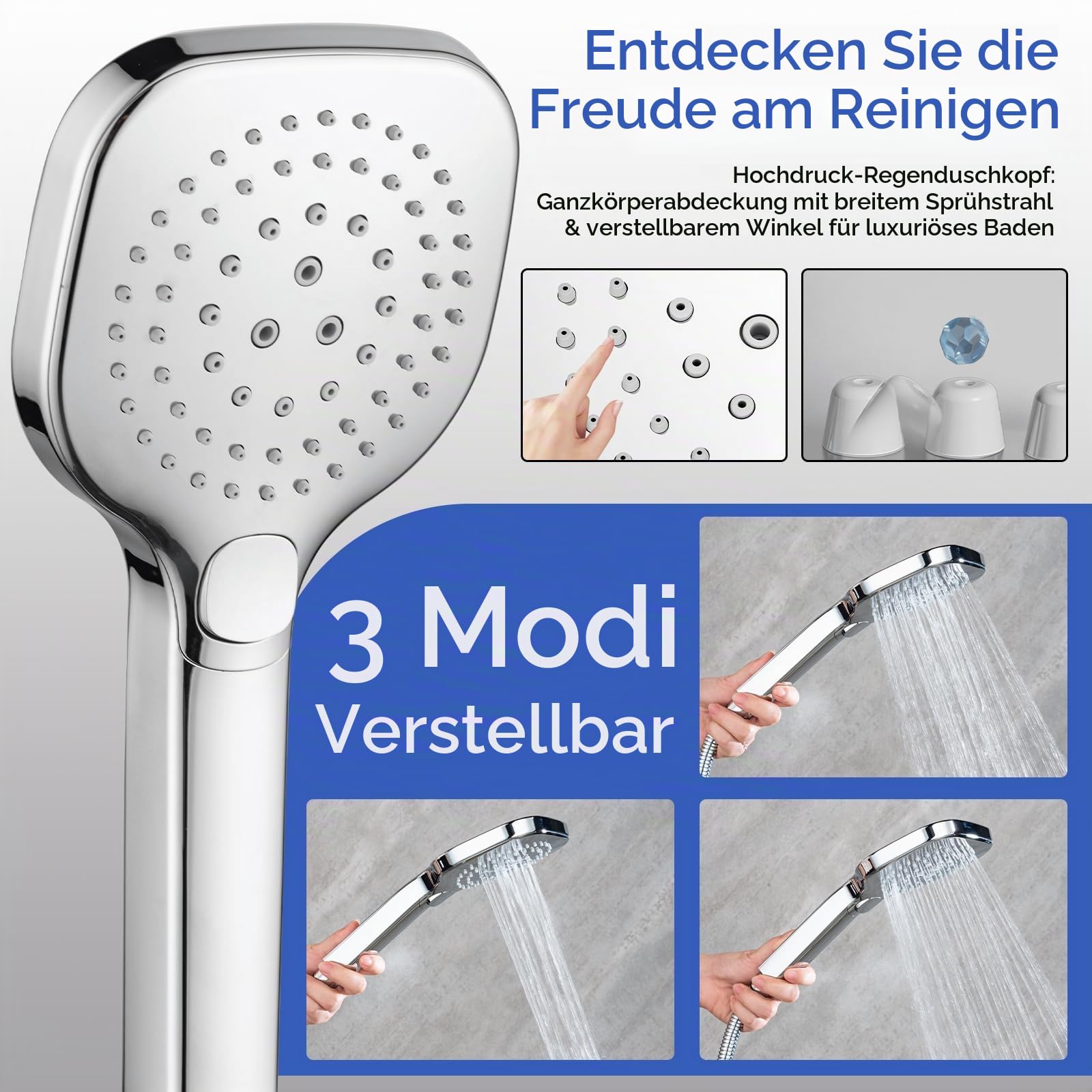 Ronvie Regendusche Chrom ohne Armatur, 25x25cm Regendusche Duschkopf
