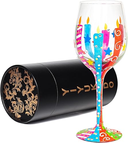 Miniatura 6 de YIYUKODO Copa de vino artesanal  Pintada a mano, 15 onzas  Ideal para aficionados al vino  Elegante celebración esencial  Incluye caja de regalo