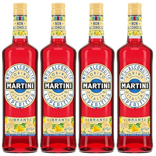 Martini & Rossi Vibrante - Aperitivo sin alcohol, sin alcohol, aperitivo de naranja, hecho en Italia, paquete de 4