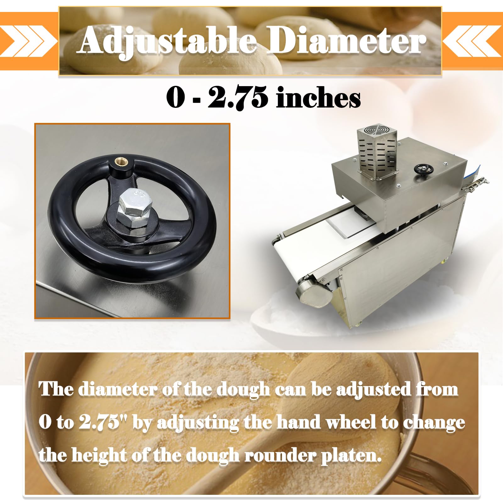 EQCOTWEA Commercial Dough Ball Roller Rounder 2.75