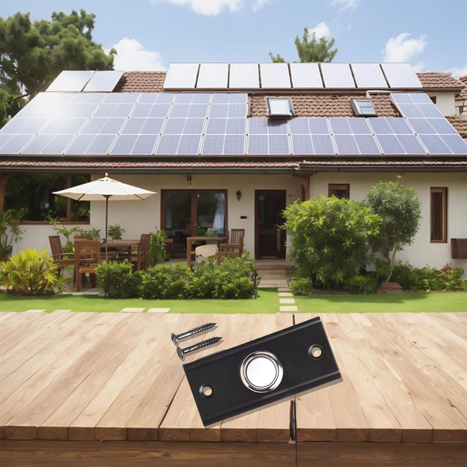 Lighted Doorbell Push Button, LED Wired Replacement Switch with Housing, Weatherproof Round Button Home Garage Exterior, Black, 2.76 x 1.26 Inch