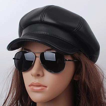 HAPPY-BELT Cappello Berretto da Donna, Strillone Berretto in Vera Pelle,  Cappello Ottagonale a Cupola Casual Invernale Cappello a Visiera - Cappello  in Pelle per Donna : Amazon.it: Gioielli