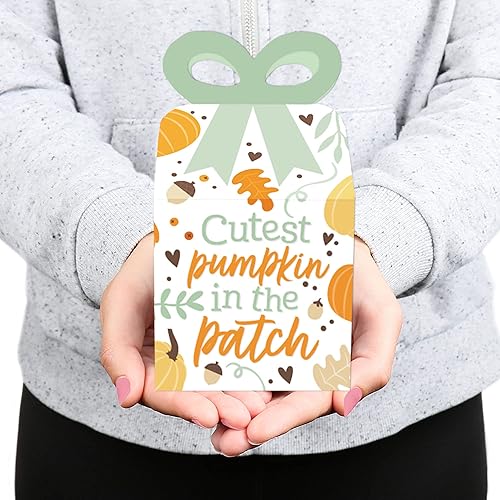 Miniatura 7 de Big Dot of Happiness Little Pumpkin - Cajas de regalo cuadradas para recuerdos  Fiestas de cumpleaños de otoño o baby shower  Juego de 12