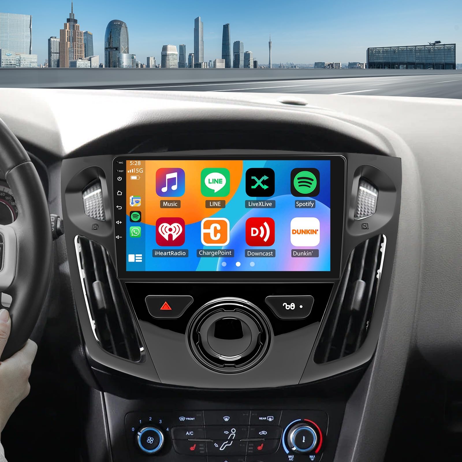 2G+64G Android 14 Car Radio for Ford Focus 2012-2018 with Carplay Android Car Stereo, 9 Inch Touch Screen 2 Din Car Stereo with GPS Sat Nav Bluetooth FM AM HiFi WiFi SWC AHD Backup Camera MIC