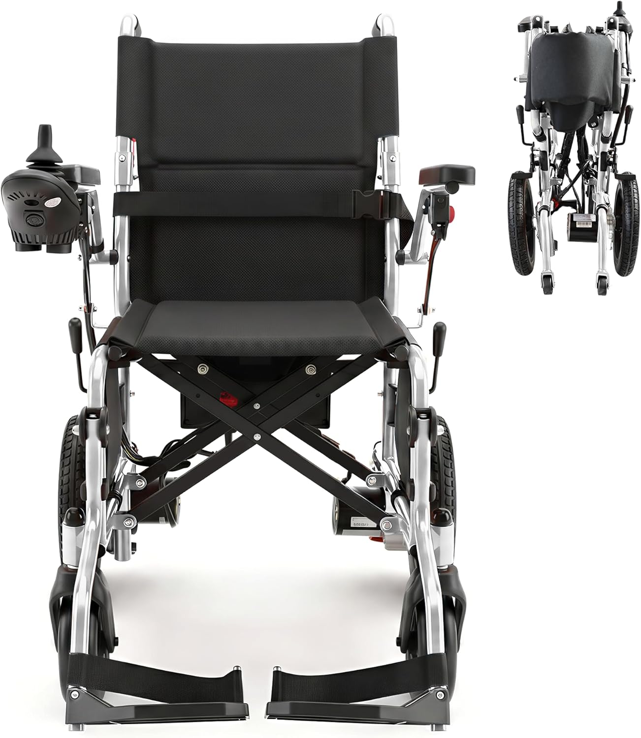 YF001 Zygenair Electric Wheelchair 330Lbs Capacity Foldable Electric Wheelchairs for Adults with 12Ah Lithium Battery, 15 Miles Range Power Wheelchair, 500W Motors Motorized Wheelchair, Silver
