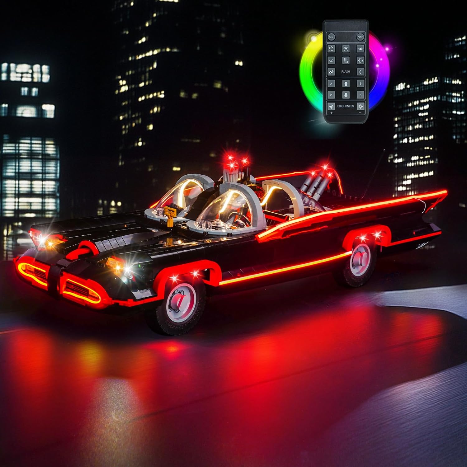 Upgraded Led Light Kit Compatible with Lego Batman: The Classic TV Series Batmobile Building Set, RC Version Compatible with Lego 76328 (Model Not Included)