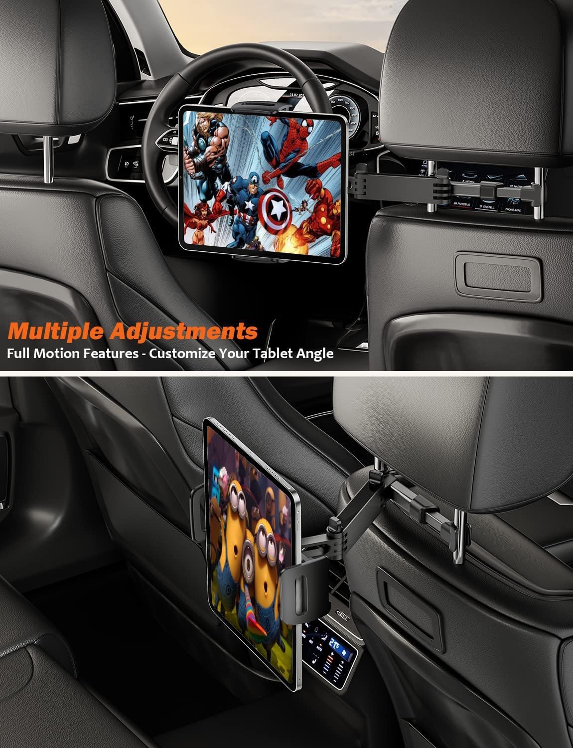 Car Headrest Tablet Holder Mount Stretchable Baseat Tablets Stand