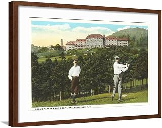 ART.COM Wall Art Print Golf near Grove Park Inn, Asheville, North Carolina on Brown Frame, 29" x 21"