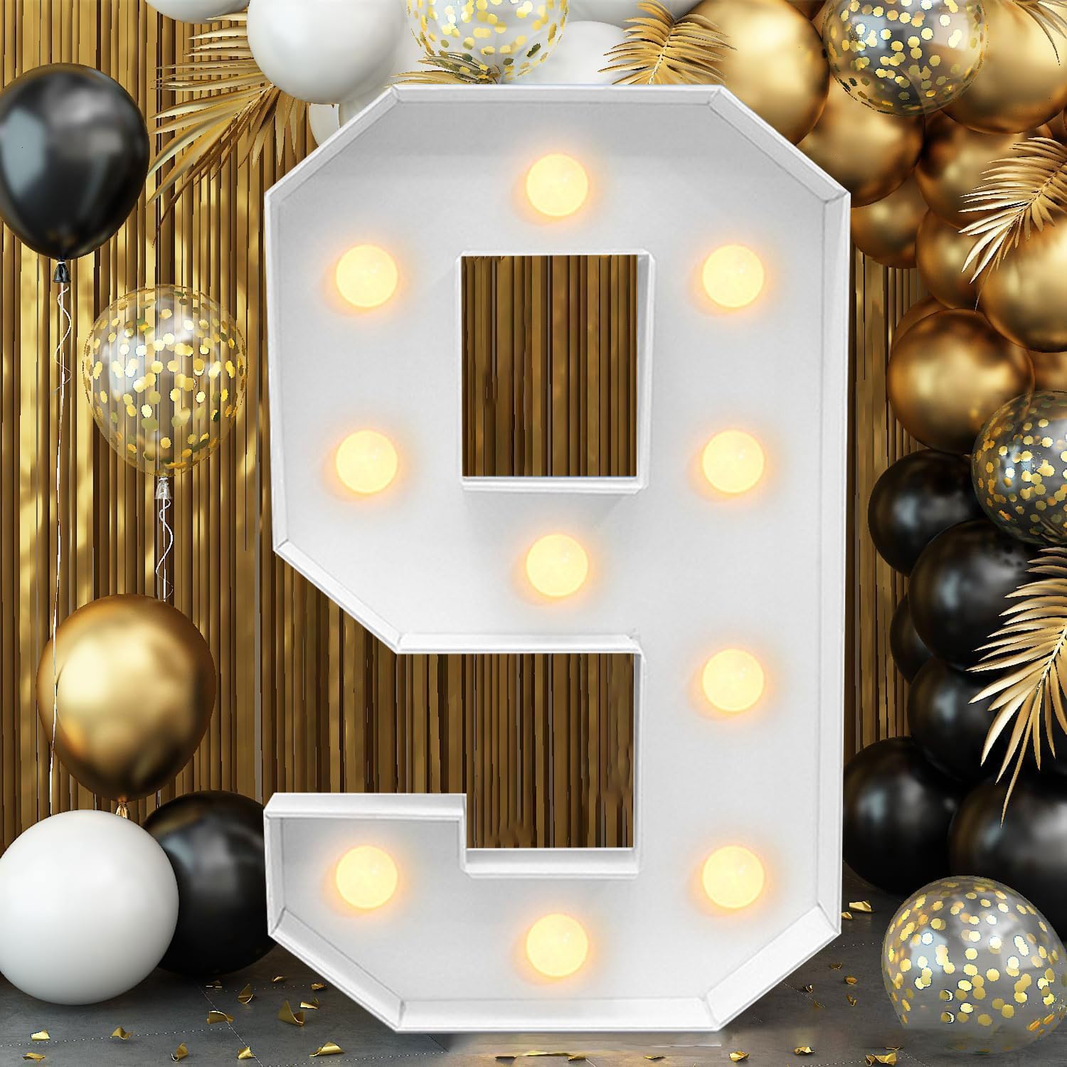 Light Up Number, Giant LED 0-9 Numbers Lights Marquee Light Up for Party Wedding Birthday New Year Anniversary, Number 9, 70cm-2.3ft
