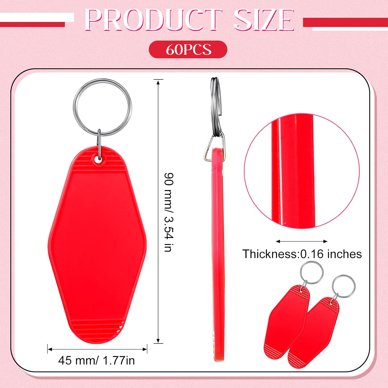 Meanplan 60 Pcs Motel Keychain Blank Hotel Sublimation Blank Keychains Heat Transfer Hotel Keychain for DIY Crafting Tag