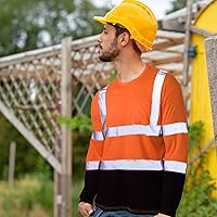 Vista 6 de Zhanmai 6 Pack Long Sleeve Safety Shirt High Visibility Reflective Class 3 Hi Vis Construction Safety Shirt with Pocket