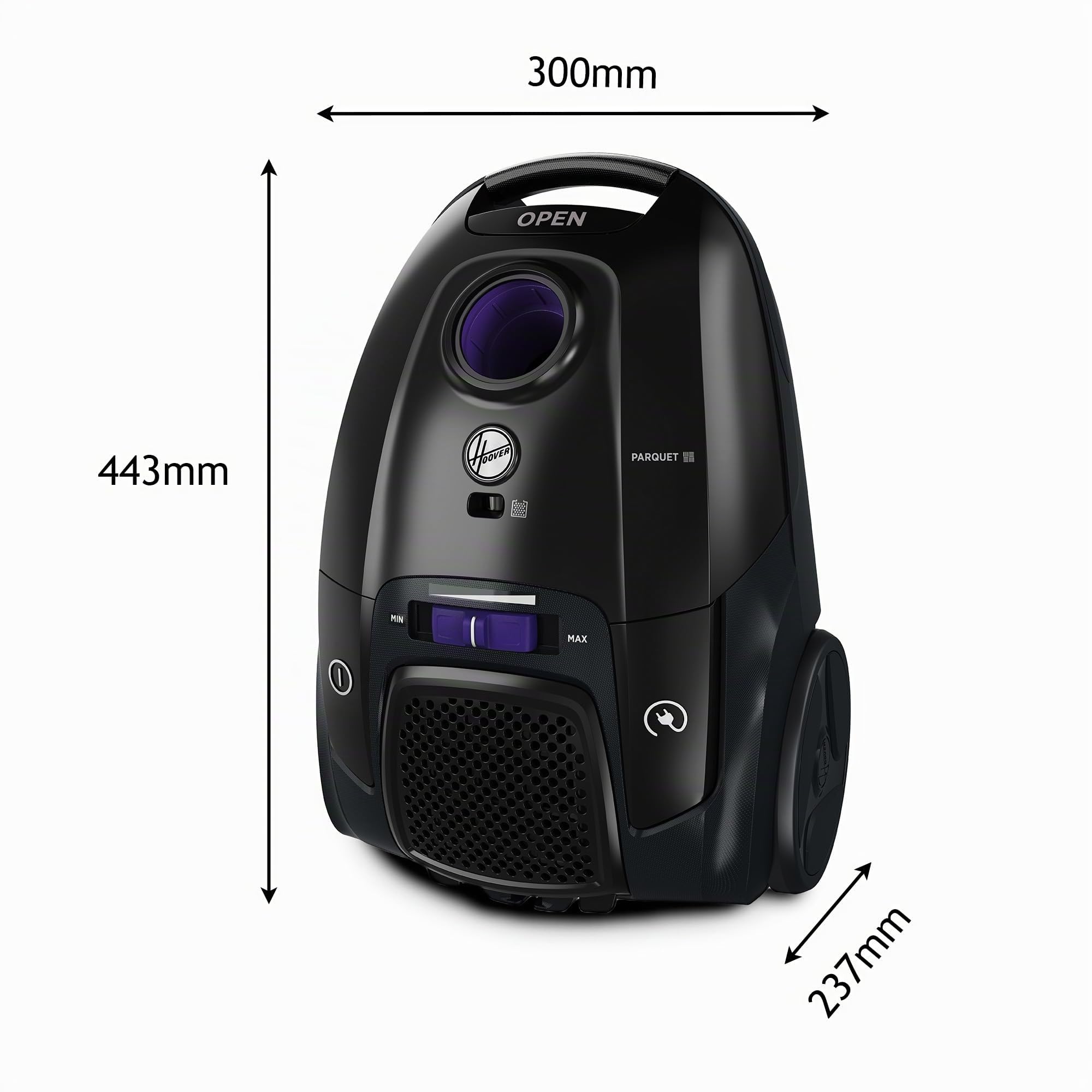 Hoover Aspirapolvere a traino con sacco Telios – Compatto, Silenzioso 69 dBA, Capacità sacco 3,5L, Leggero e con filo, Spazzola Parquet, Raggio d’azione 9,6 m, Filtro polvere EPA12 [TXLZ72HM]