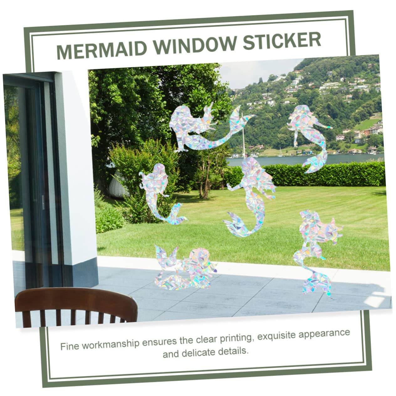 Alipis 5 Set Adesivo Per Finestra Con Sirena Decorazione Natale Decorazione Natalizia Donna All'aperto Adesivi Porte Interne Ornamento Di Scena Interna Squisito Vetrofania Pvc 6 Pezzi*5