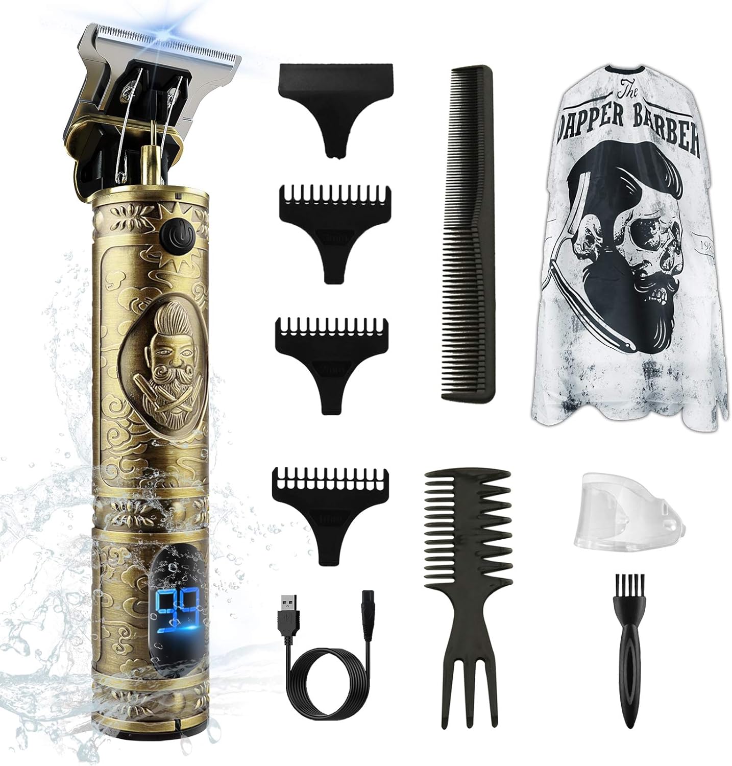 Professional Pro Li Hair Trimmer, Electric T-Blade Cordless Hair Clipper for Men, 0mm Baldheaded Hair Clippers & Rechargeable Grooming Kits for Zero Gapped Beard Shaver Barbershop (Copper)