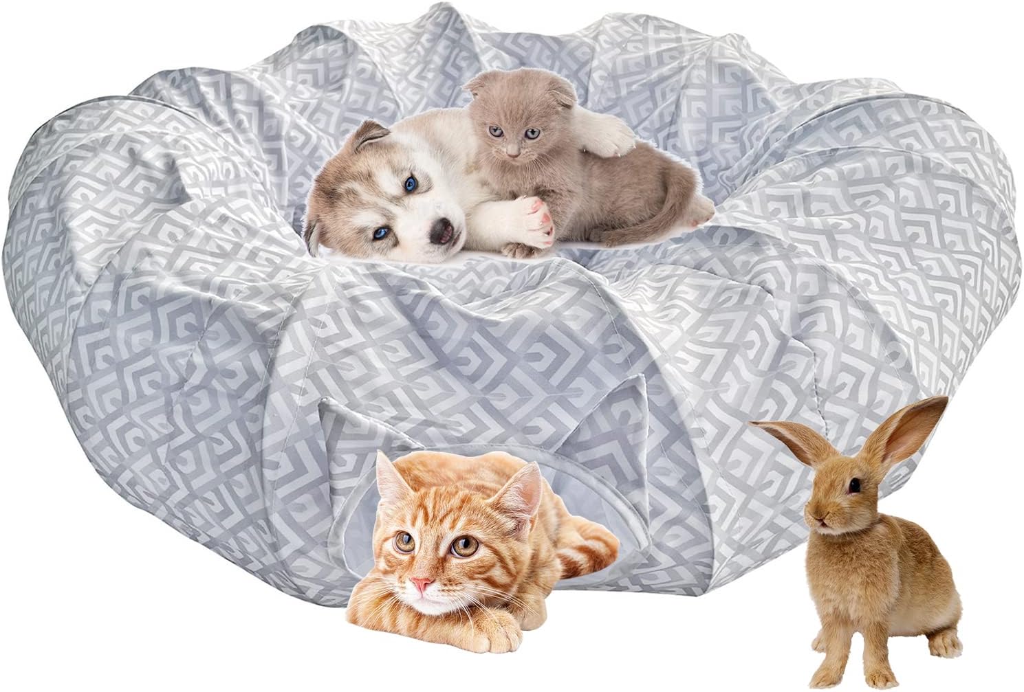 Ipetgtt cat Tunnel Bed cat Toys Large,cat Tunnels Indoor， Medium and Small Cats Simple to Set up 2 hairballs