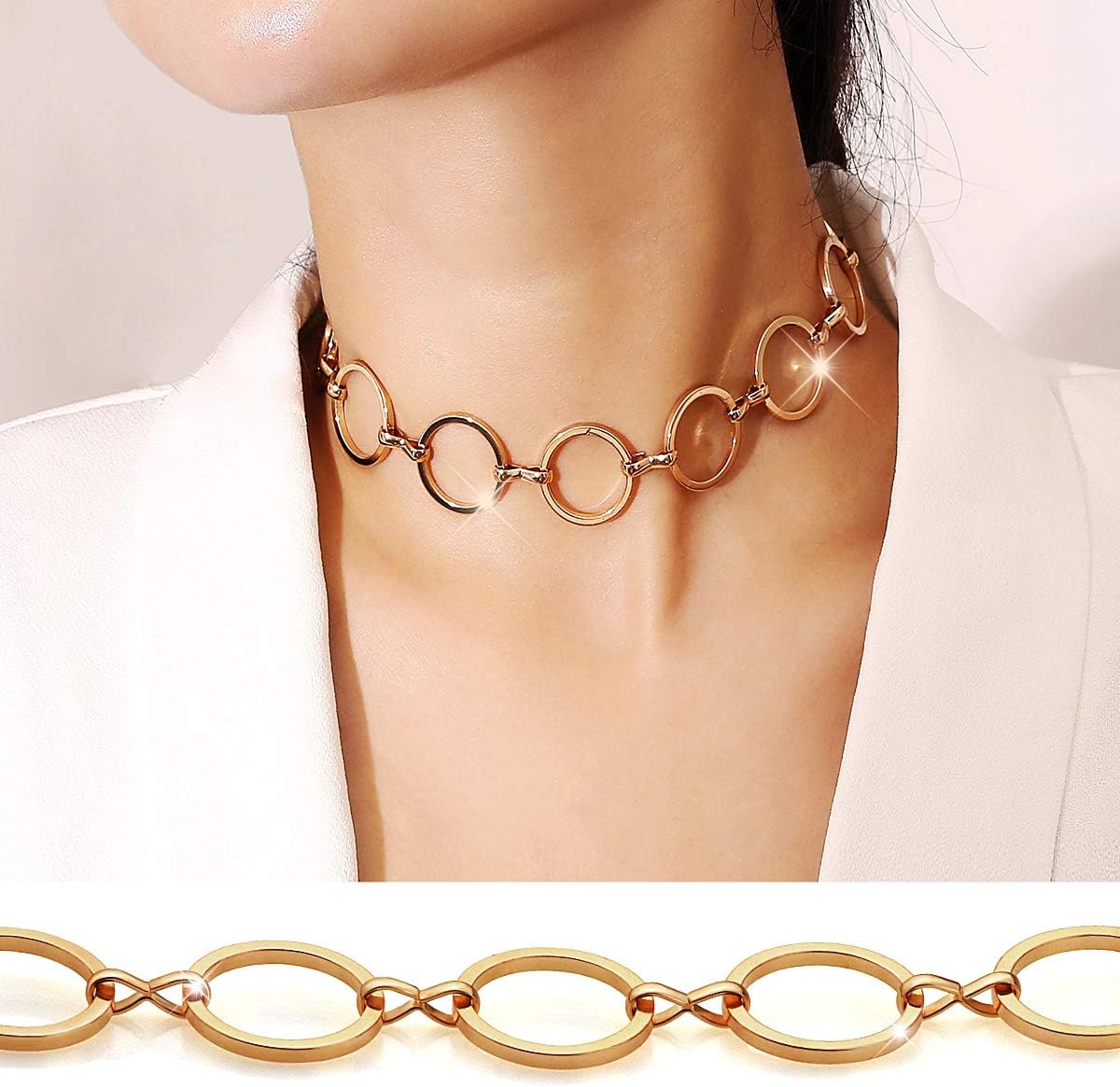 Suyi Choker Necklace - Simple Geometric Circle Choker Statement Clavicle Necklace for Women Necklace Jewerly - Image 2