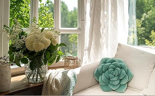 Miniatura 4 de Almohada suculenta  Almohada decorativa de felpa cosida a mano, almohada de flores 3D, almohadas en forma de plantas, cojines de felpa para