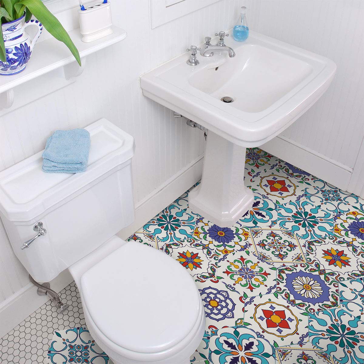 Ambiance Sticker Peel and Stick Decorative Hexagon Ludivina Floor Tile, DIY Home Decor, Peel and Stick Removable Stickers - Image 4