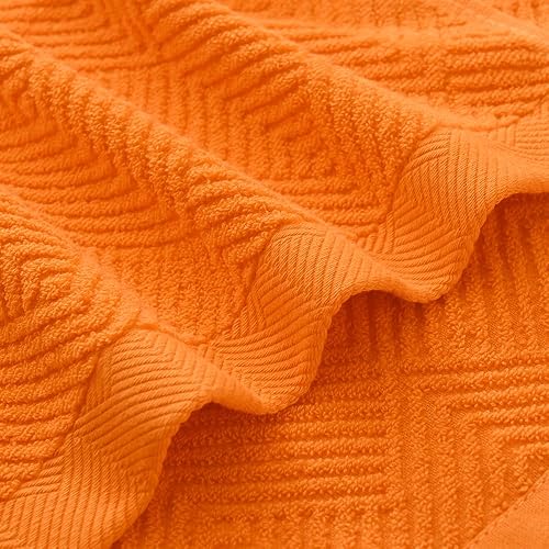 Miniatura 8 de Toallas de mano naranjas súper suaves, patrón de tejido de rizo a rayas, ultra absorbentes, 100% algodón, decoración de otoño, toalla de mano para