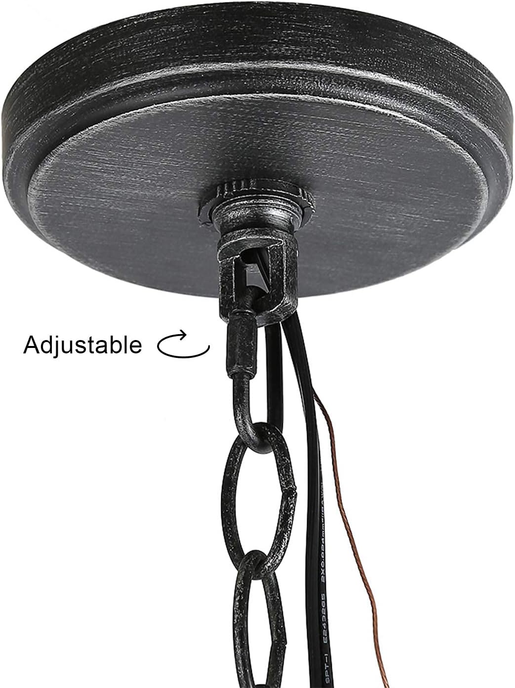 LALUZ Farmhouse Chandelier, Boho Light Fixture for Dining Room, Bedroom, Handmade Wood Beads, 6-Light, 28.3" H x 20.1" W