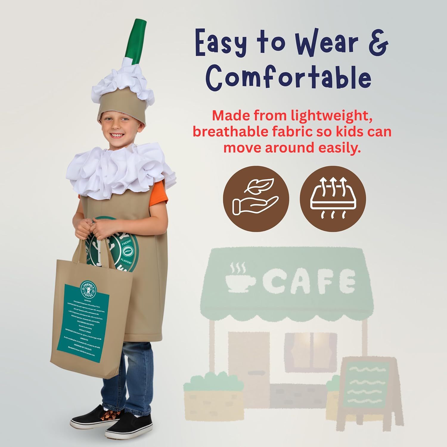 Dress Up America Coffee Costume for Kids - Cute Cappuccino/Frappuccino/Latte Dress-Up for Boys and Girls