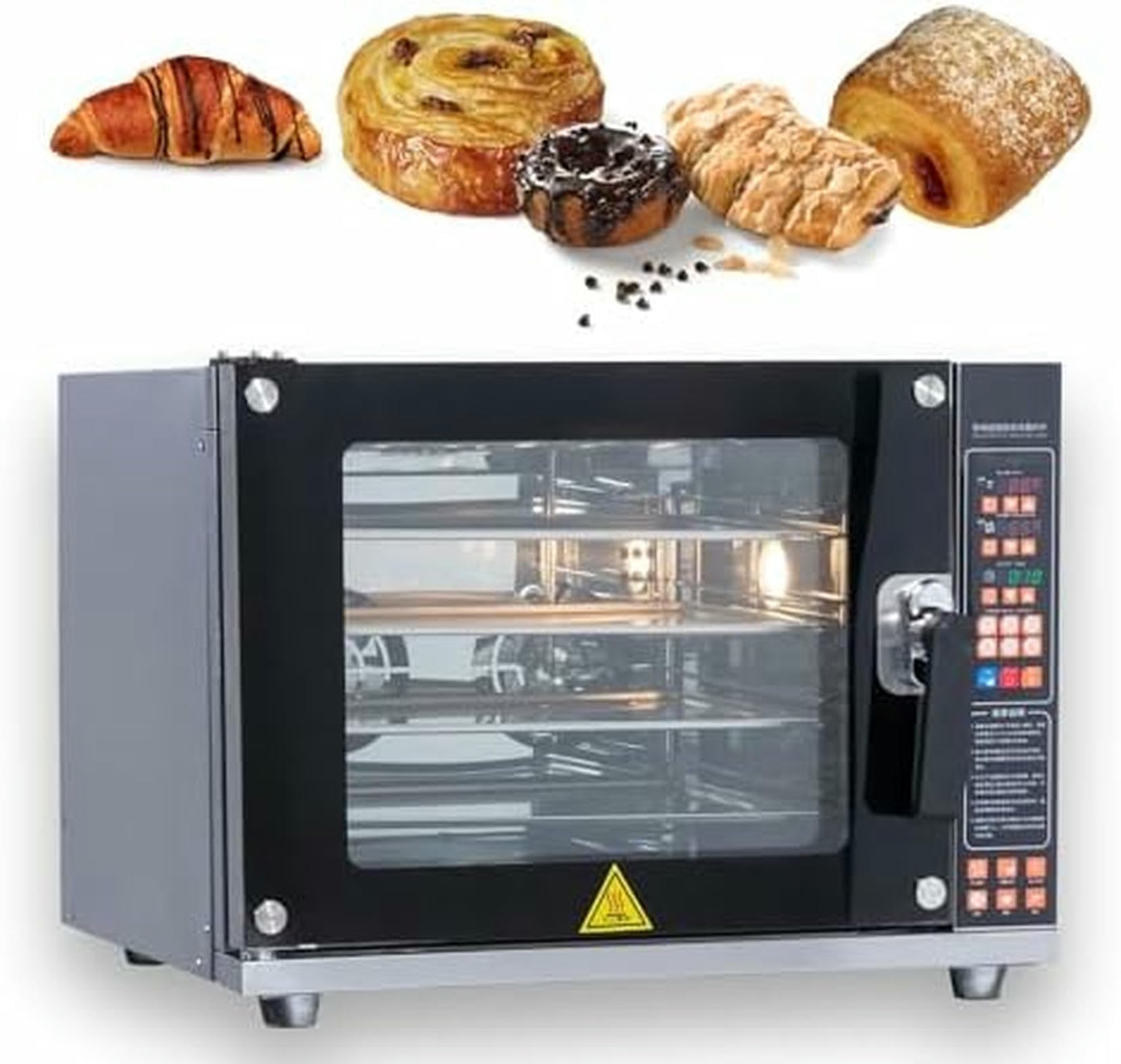 Forno A Convezione Commerciale 60L - Forno Elettrico A 4 Livelli 4500W Con Controllo Della Temperatura 0-350 ℃ E Pannello Intelligente Per La Cottura Del Pane, Dell'anatra Tostata, Della Turchia