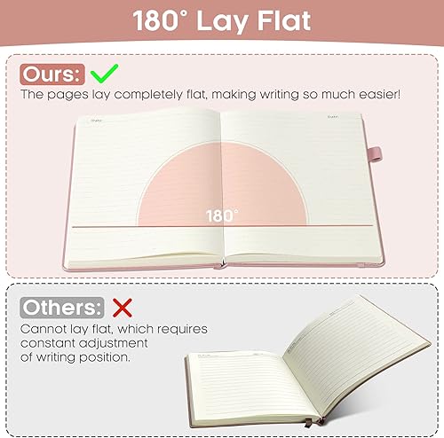 Miniatura 4 de Cuaderno de diario para escribir, 320 páginas forradas de cuero de tapa dura para mujeres y hombres, cuadernos con rayas universitarias para