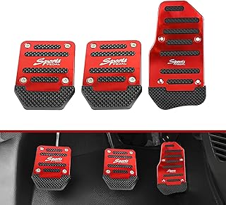 Pack of 3 Manual Gearbox Gas Pedal Brake Pedal Cover, Anti-rubbing Car Clutch Pedal Kits, Auto Replacement Accessories, Universal for Most Cars (Red), FASJTB201RE-3PS