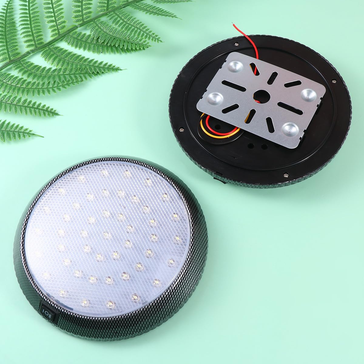 SHINEOFI Phares LED pour Voiture Intérieur, Plafonnier Rond en Plastique 2pcs Pulvérisation pour Améliorer le Plaisir de Conduite