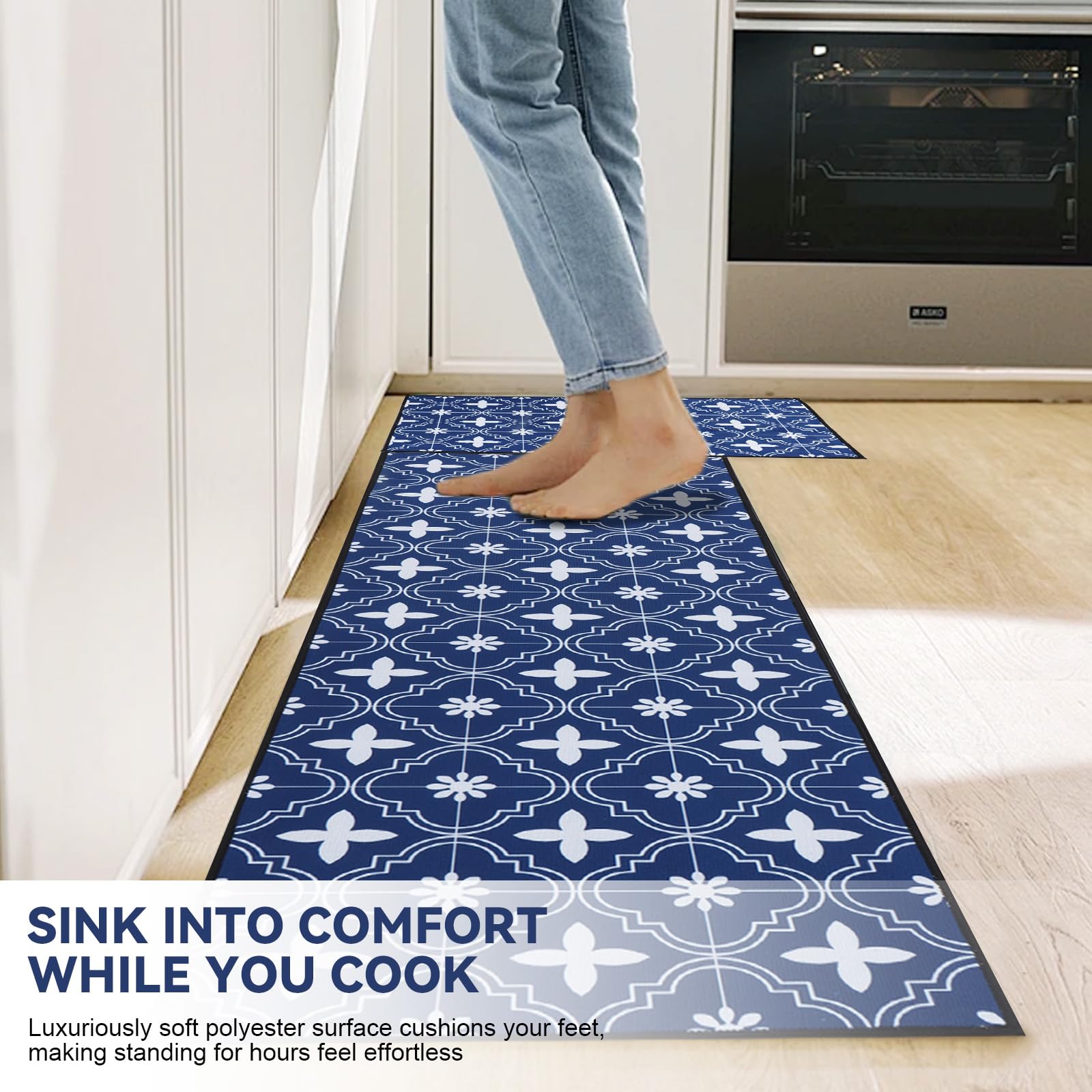 BWBIKE 2 Piezas de Alfombra de Cocina Antideslizante y Lavable, Tapete Absorbente para el Suelo de Cocina, Pasillo, Comedor y Entrada