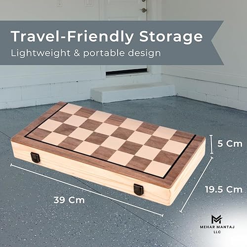 Miniatura 9 de Juego de mesa de ajedrez y damas juego de estrategia clásico para niños y adultos, portátil y fácil de jugar