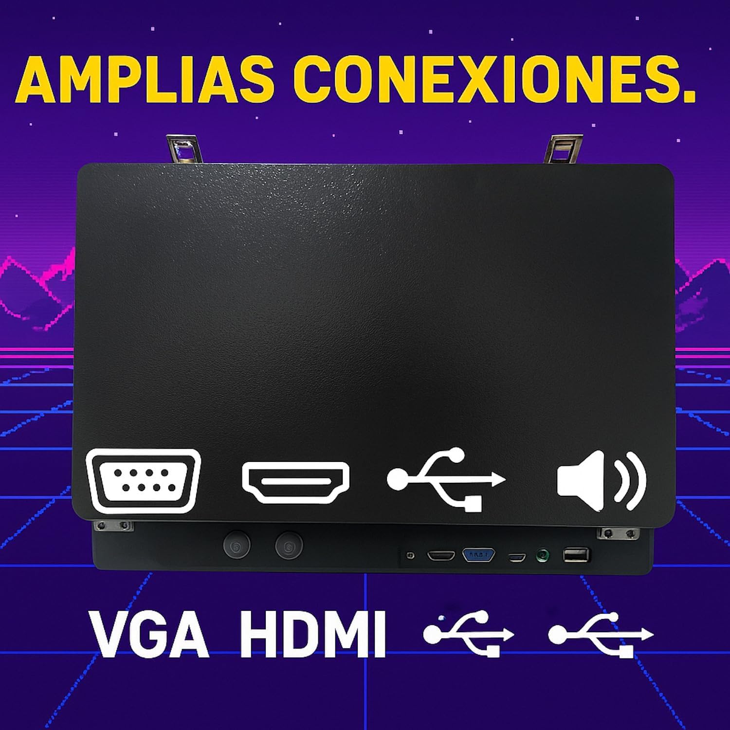 Arcade portatil con Monitor de 17 Pulgadas , 6 Botones Arcade por Jugador, Incluye Bateria para Juego portatil sin Cables, Consola Ideal para Viaje, Preparado para encender y Jugar