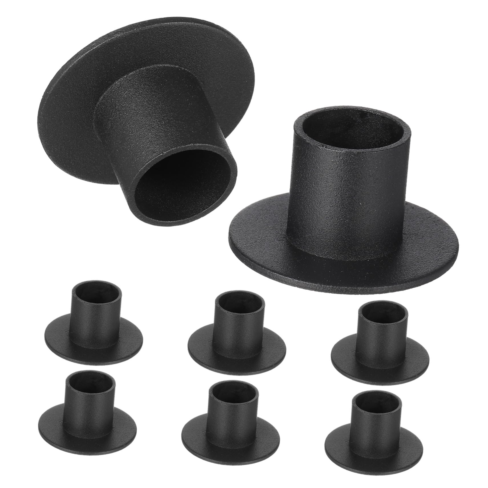 8 Stück Kerzenständer aus Schwarzem Eisen Stabil und Schadensresistent Runde Säulenkerzenhalter für Tischdekoration und Festliche Partys im Minimalistischen Landhausstil