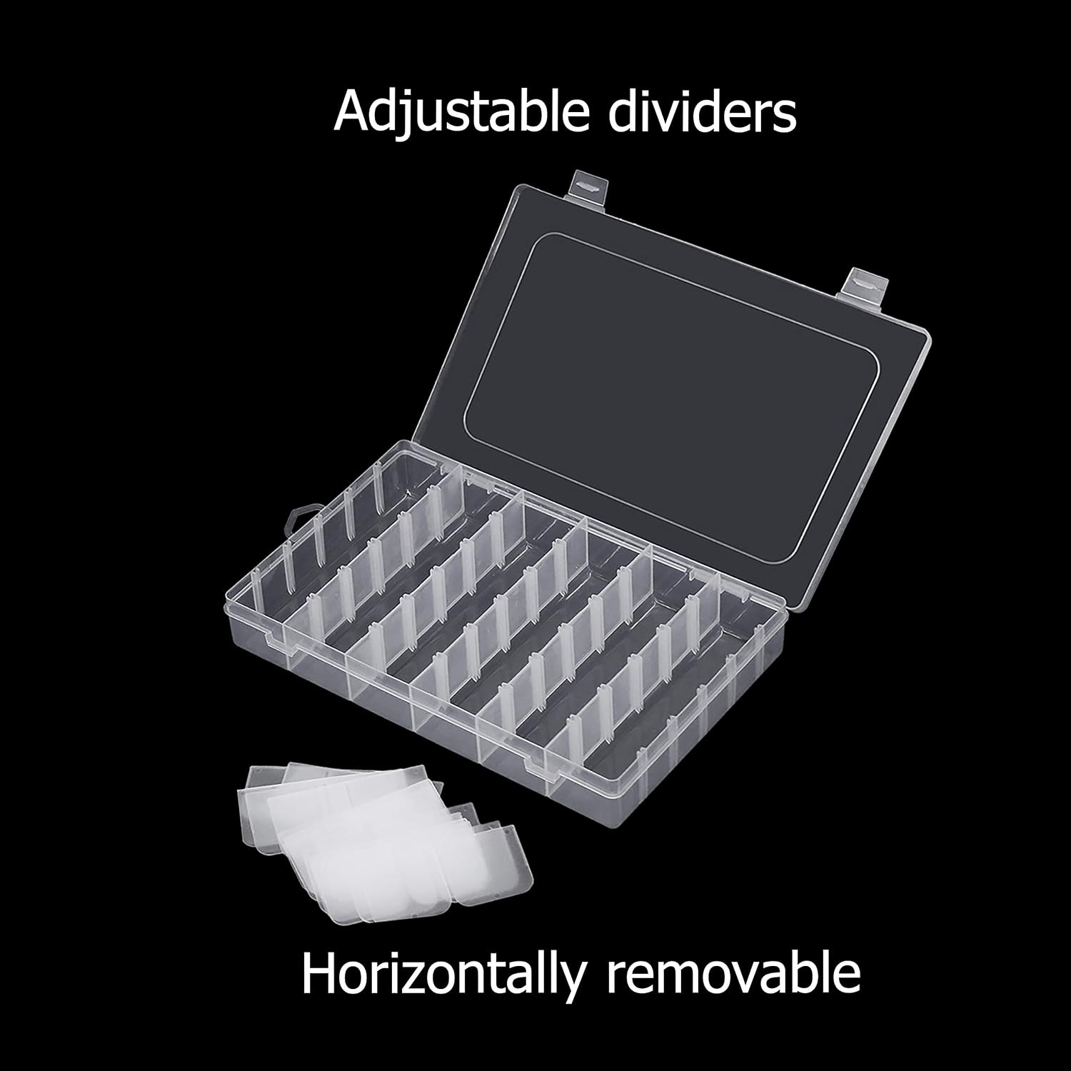 Wingsshop Transparent 36 Grid Plastic Box Organizer with Adjustable Dividers, Clear Storage Container Case for Beads Crafts Jewelry Earring Small Parts