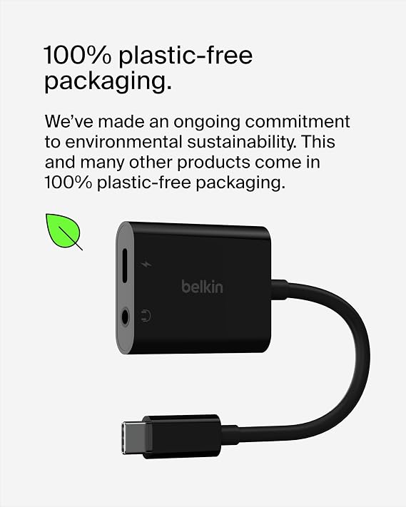 Belkin RockStar USB-C Şarj Adaptörlü 3,5 mm Ses, iPad Pro, Galaxy, Note, Google Pixel, LG G6, Sony Xperia, OnePlus ve Daha Fazlası ile Uyumlu USB-C Ses Adaptörü - Siyah | Kulaklık jakı artı USB-C şarj geçişi, iPad Pro, Galaxy, Pixel, LG, Sony Xperia, OnePlus ile uyumlu