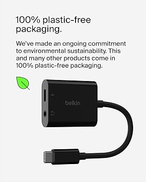 Belkin RockStar USB-C Şarj Adaptörlü 3,5 mm Ses, iPad Pro, Galaxy, Note, Google Pixel, LG G6, Sony Xperia, OnePlus ve Daha Fazlası ile Uyumlu USB-C Ses Adaptörü - Siyah | Kulaklık jakı artı USB-C şarj geçişi, iPad Pro, Galaxy, Pixel, LG, Sony Xperia, OnePlus ile uyumlu