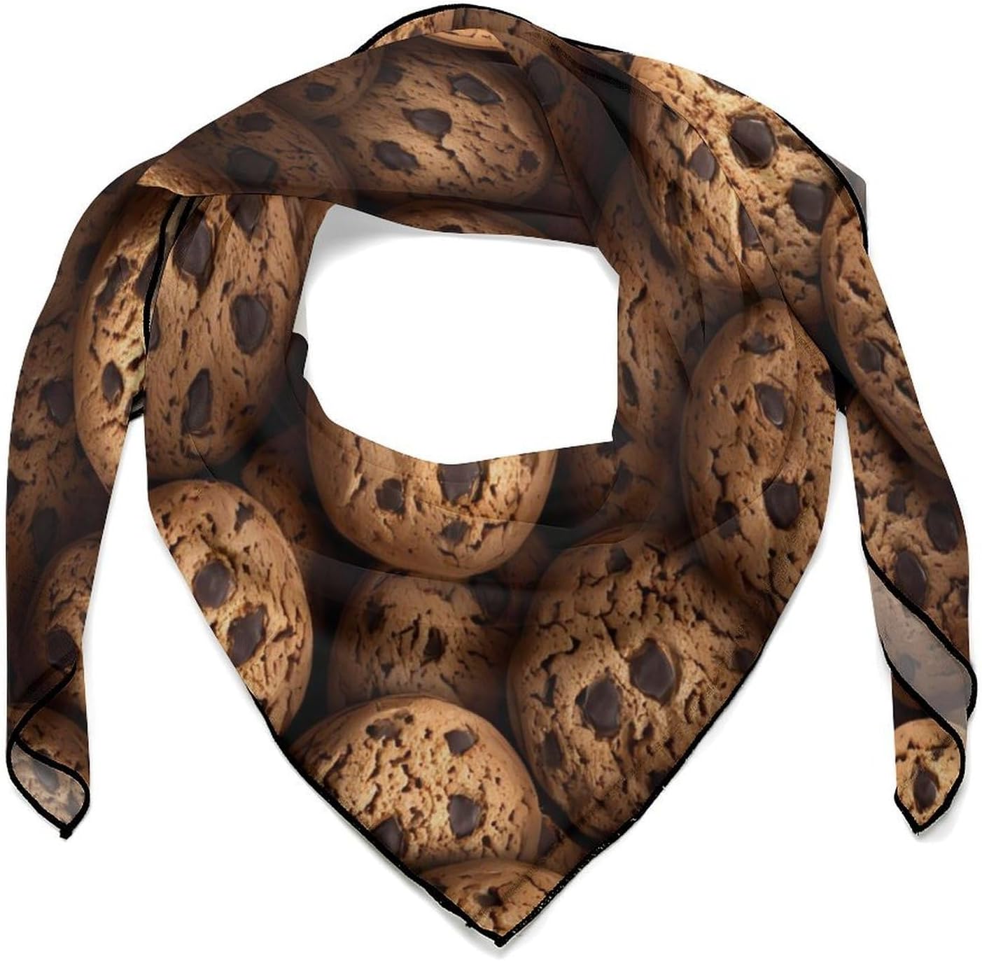 Chocolate-Chips-Cookies Silk-Like Square Scarf for Women Vintage Printed Neck Scarf Bandanas Hair Scarves
